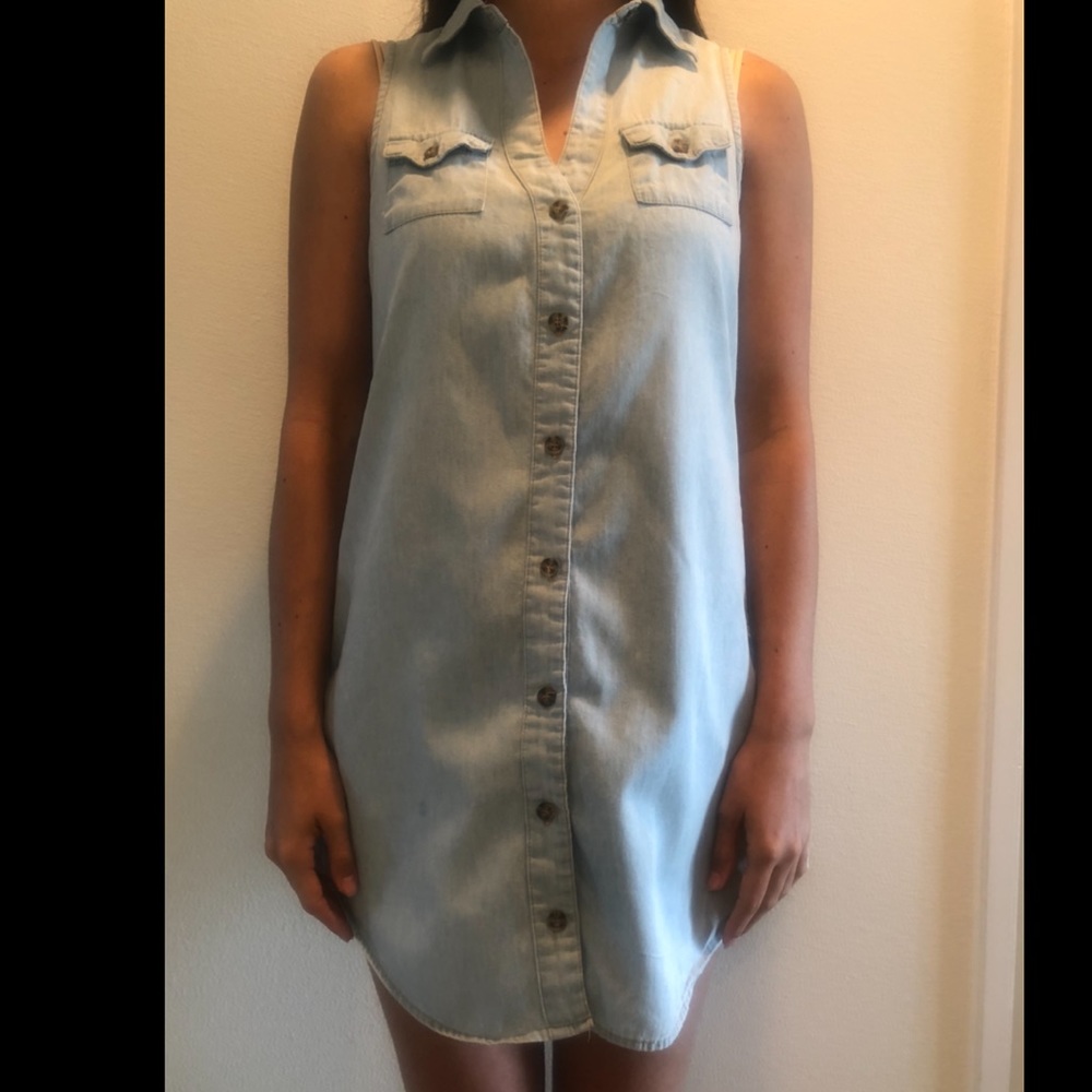 Light blue button up dress